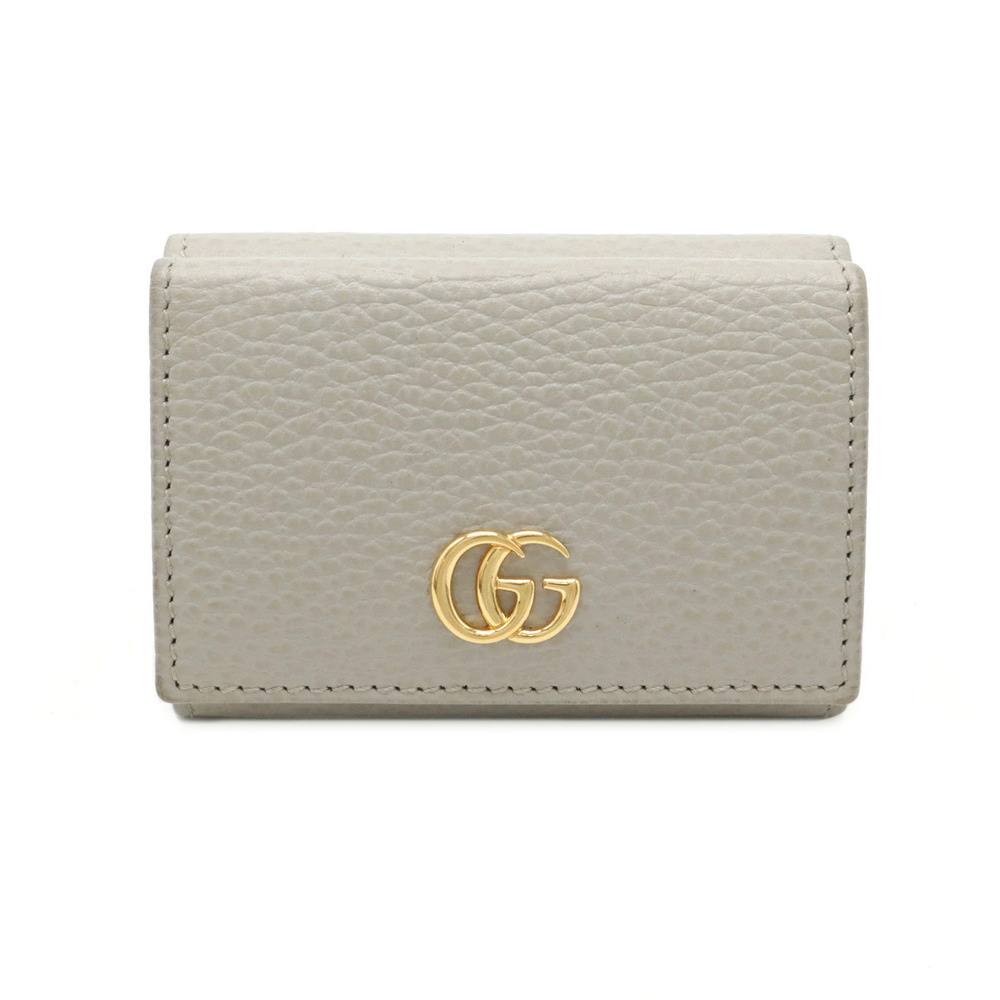 Gucci GG Marmont Compact Wallet Tri fold Leather Gray Pink
